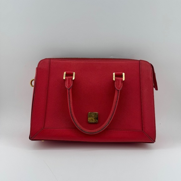 MCM Pink Leather Satchel Bag with Gold Hardware - Picture 1 of 15